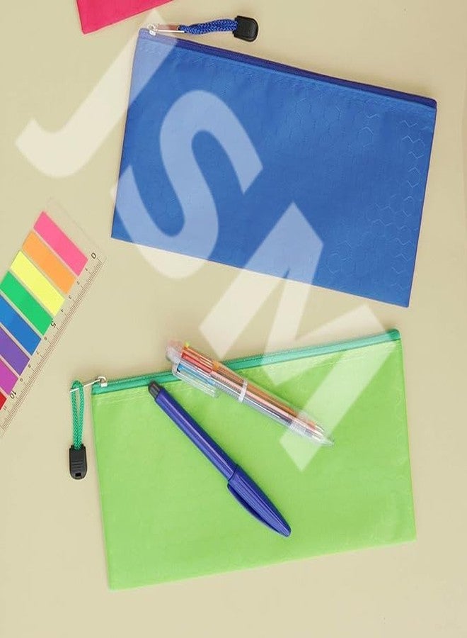 JSMSH حقائب JSMSH متعددة الأغراض مقاومة للماء بسحاب، حامل مستندات/حافظة أقلام/حقائب تخزين أدوات مكتبية/حقيبة مستحضرات تجميل/منظم سفر (متعددة الألوان) (عبوة من 15 قطعة، الحجم - A3) - Image 3